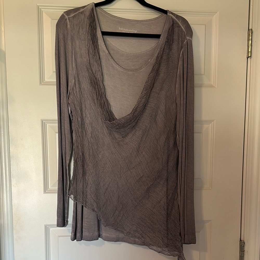 Sheer Gray Asymmetrical Top